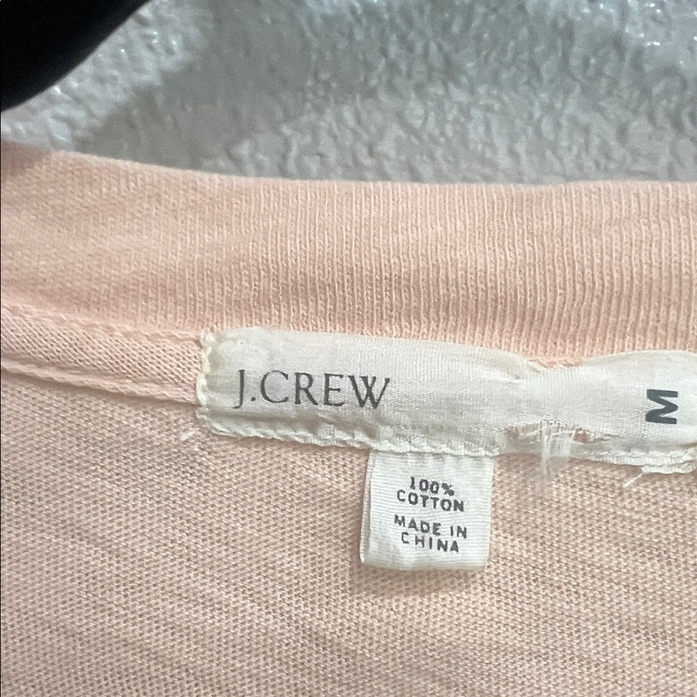 J. Crew Peach V-Neck Tee with Red Floral Accents NWT - Picture 2 of 7